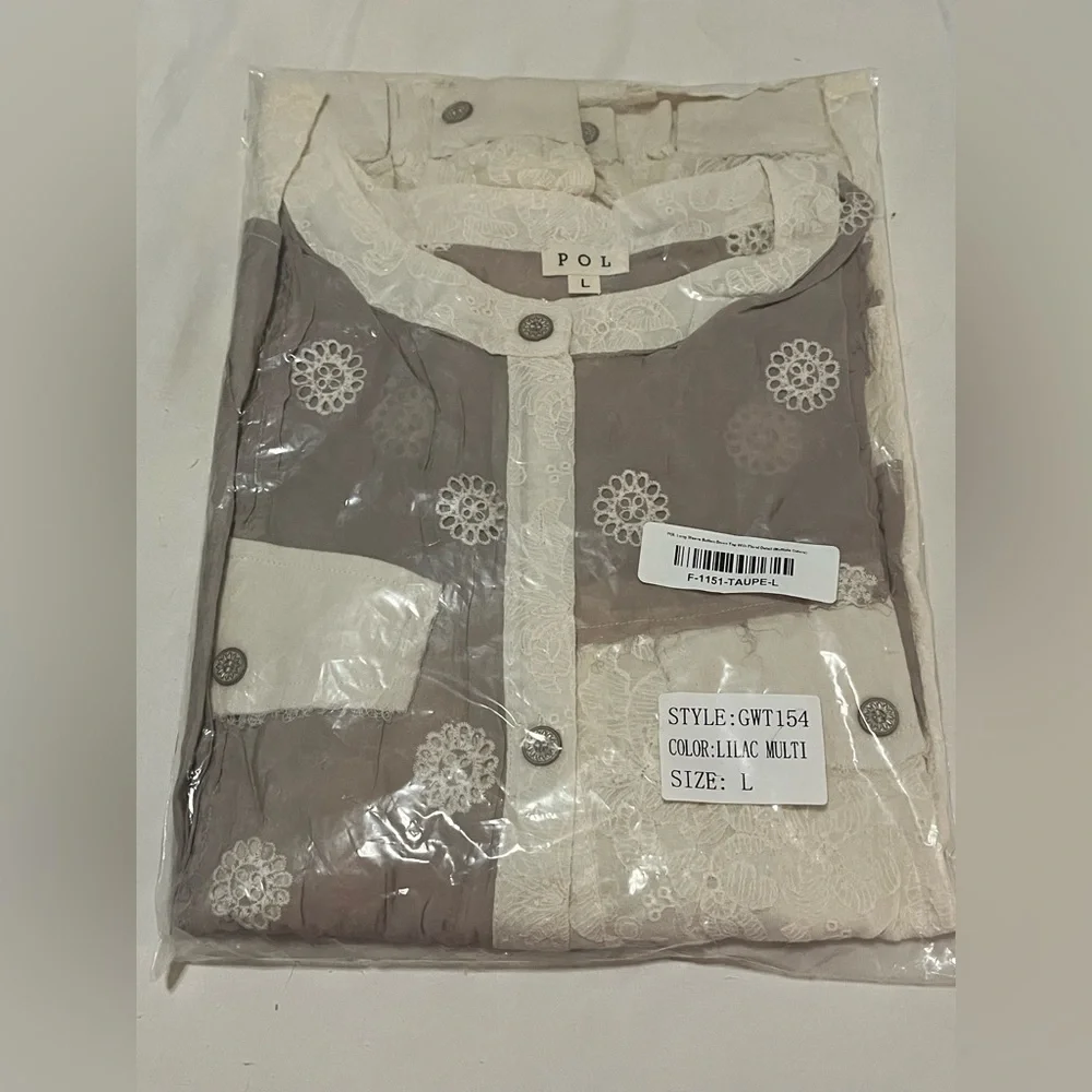 POL Eyelet Lace Button-Up Blouse - - Picture 9 of 9